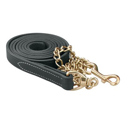 Black Leather Lead with Chain