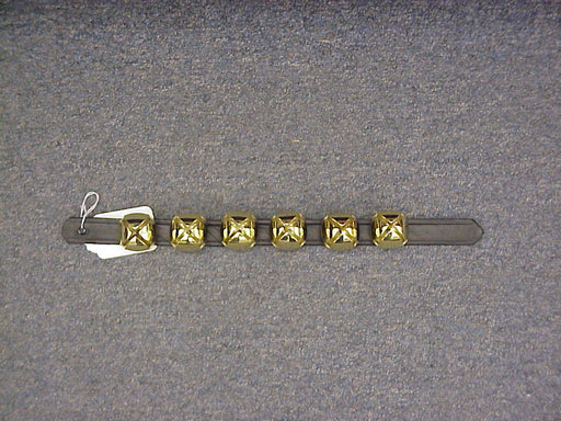 Bells 6 On Leather Strap 1" X 16" Brass