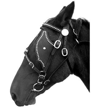 Leather Driving Pigeon Wing Bridle Spotted Horse