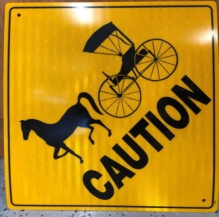 Caution Driving Horse Sign